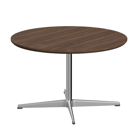Fritz Hansen A222 Tischserie Säulenfuss - Satin Polierter Aluminium - Furnier Walnuss