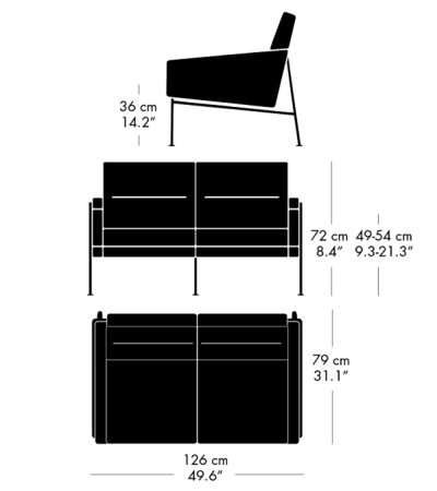 Fritz Hansen Serie 3300™ 3302 Sofa 2-Sitzer Leder