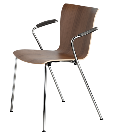 Fritz Hansen Vico Duo VM111 Veneer - Holz Veneer Walnut, Verchromter Stahl