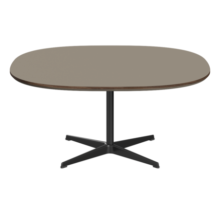 Fritz Hansen Couchtisch A203 Superzirkular 100X100 Cm - Black (190)-Brown Ottawa (717)