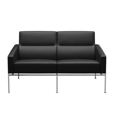 Fritz Hansen Serie 3300 3302, 2-Sitzer-Aura-Schwarz