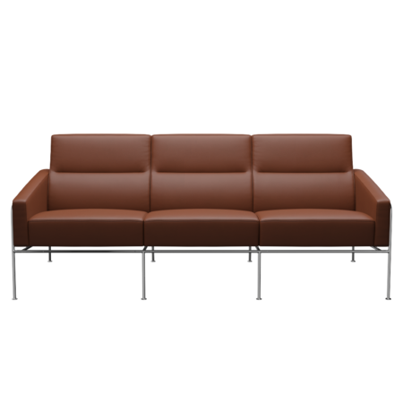Fritz Hansen Serie 3300 3303, 3-Sitzer-Aura-Cognac