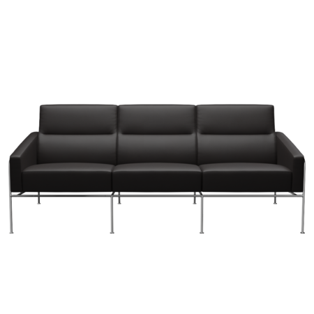 Fritz Hansen Serie 3300 3303, 3-Sitzer-Aura-Schwarzbraun