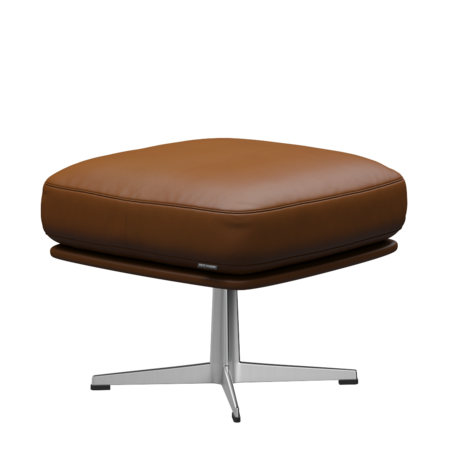 Fritz Hansen Oksen™ 4210 - Leder Fußhocker-Aluminium Matt-Aura Walnuss