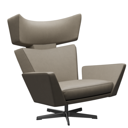 Fritz Hansen Oksen™ 4201 - Leder Loungesessel-Black-Essential-Light Grey