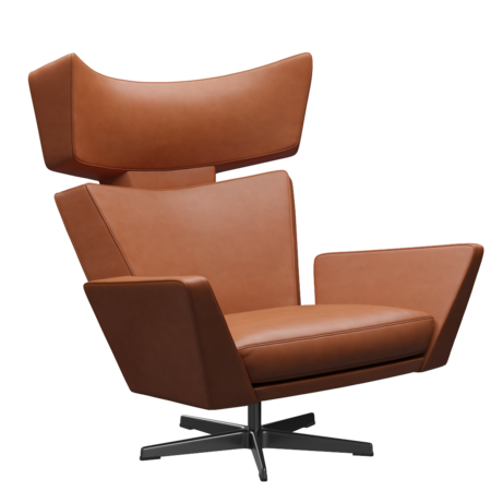 Fritz Hansen Oksen™ 4201 - Leder Loungesessel-Black-Grace-Walnuss