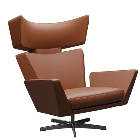 Fritz Hansen Oksen™ 4201 - Leder Loungesessel-Black-Grace-Walnuss