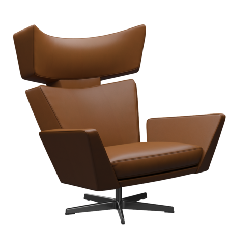 Fritz Hansen Oksen™ 4201 - Leder Loungesessel-Black-Aura-Walnuss