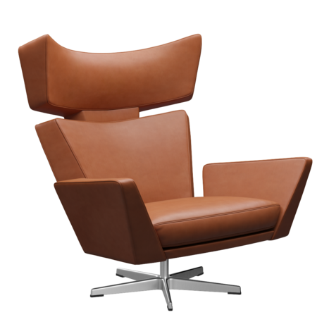 Fritz Hansen Oksen™ 4201 - Leder Loungesessel-Chrome-Grace-Walnuss