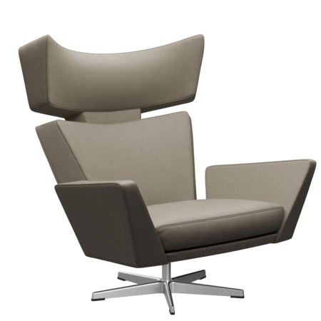Fritz Hansen Oksen™ 4201 - Leder Loungesessel-Chrome-Essential-Light Grey