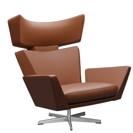 Fritz Hansen Oksen™ 4201 - Leder Loungesessel-Chrome-Essential-Walnuss