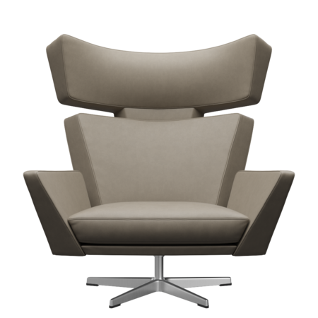 Fritz Hansen Oksen™ 4201 - Leder Loungesessel-Aluminium Matt  -Essential-Light Grey
