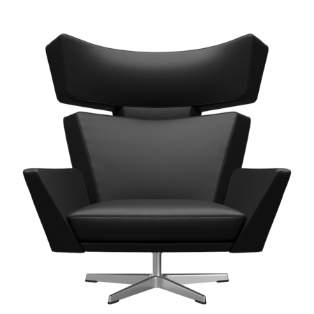 Fritz Hansen Oksen™ 4201 - Leder Loungesessel-Aluminium Matt  -Aura-Schwarz