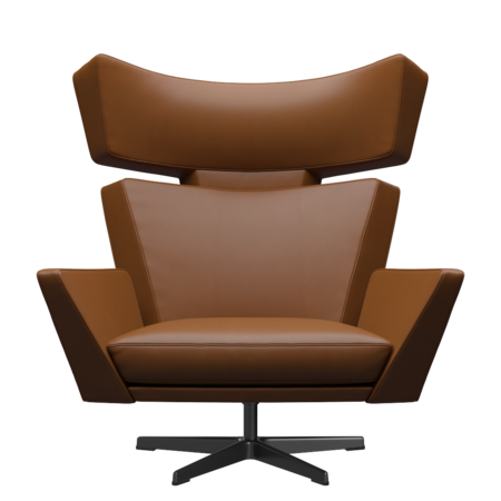 Fritz Hansen Oksen™ 4201 - Leder Loungesessel-Black-Aura-Walnuss