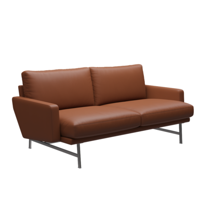 Fritz Hansen Lissoni Sofa™ PL112S - 2-sitzer Sofa-Soft-Cognac-Matt Polierter Edelstahl