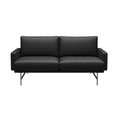 Fritz Hansen Lissoni Sofa™ PL112S - 2-sitzer Sofa-Soft-Schwarz-Matt Polierter Edelstahl