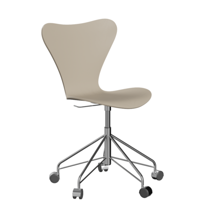 Fritz Hansen Series 7™ 3117 - Lack - Drehstuhl-Light Beige (130/135)-Chrome-Brushed metal / Polished Aluminium