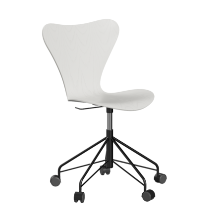 Fritz Hansen Series 7™ 3117 - Lack - Drehstuhl-White (100/105)-Black (190)-ABS Plastic / Black