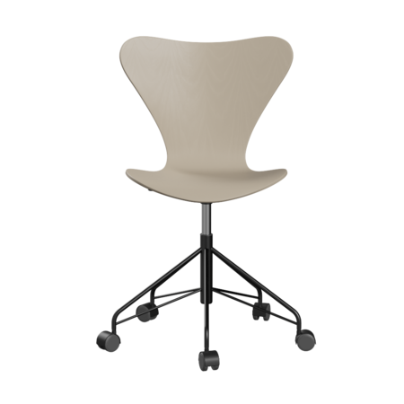 Fritz Hansen Series 7™ 3117 - Lack - Drehstuhl-Light Beige (130/135)-Black (190)-ABS Plastic / Black