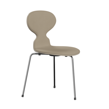 Fritz Hansen Ant™ 3100 mit Front Polsterung - Lack - Stuhl - Chrome - Light Beige (130/135) - Steelcut 240