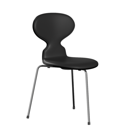 Fritz Hansen Ant™ 3100 mit Front Polsterung - Lack - Stuhl - Chrome - Black (190/195) - Soft-Black