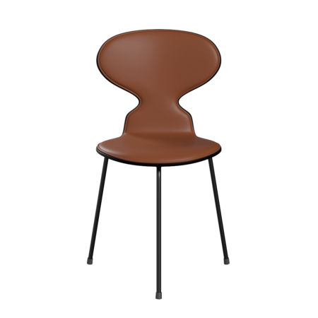 Fritz Hansen Ant™ 3100 mit Front Polsterung - Lack - Stuhl - Black (190) - Black (190/195) - Soft-Cognac