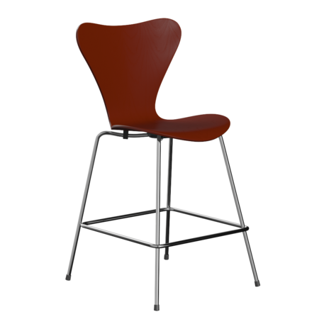 Fritz Hansen Serie 7™ 3187 - Gefärbte Esche - Theckenhocker-Chrome-Venetian Red (670/675)