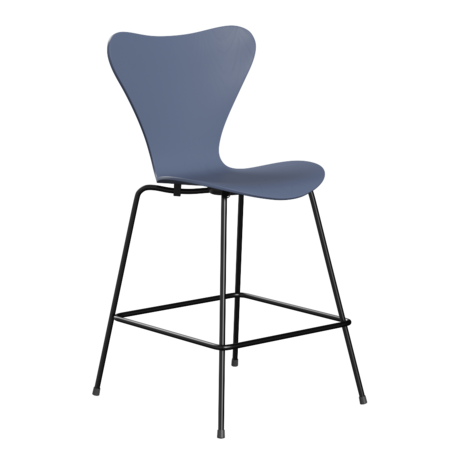 Fritz Hansen Serie 7™ 3187 - Gefärbte Esche - Theckenhocker-Black (190)-Dusk Blue (850/855)