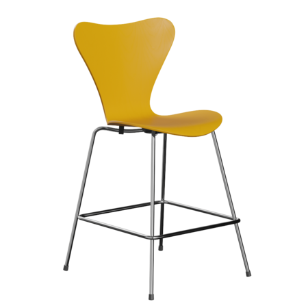 Fritz Hansen Serie 7™ 3187 - Lack - Theckenhocker-Chrome-True Yellow (460/465)
