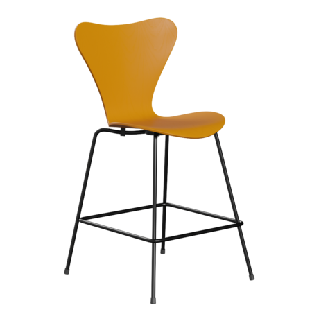 Fritz Hansen Serie 7™ 3187 - Lack - Theckenhocker-Black (190)-Burnt Yellow (470/475)