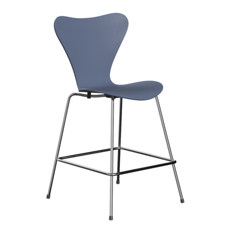 Fritz Hansen Serie 7™ 3187 - Lack - Theckenhocker-Chrome-Dusk Blue (850/855)