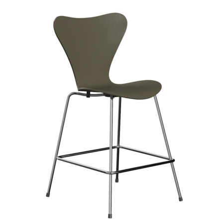 Fritz Hansen Serie 7™ 3187 - Lack - Theckenhocker-Chrome-Olive Green (920/925)