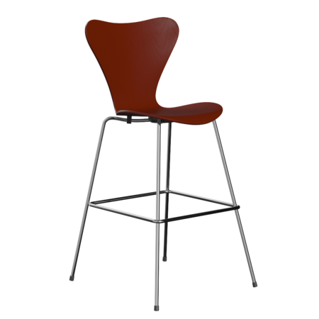 Fritz Hansen Serie 7™ 3197 - Gefärbte Esche - Barhocker-Black (190)-Venetian Red (670/675)
