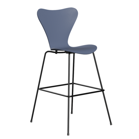 Fritz Hansen Serie 7™ 3197 - Gefärbte Esche - Barhocker-Black (190)-Dusk Blue (850/855)