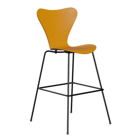 Fritz Hansen Serie 7™ 3197 - Lack- Barhocker-Black (190)-Burnt Yellow (470/475)