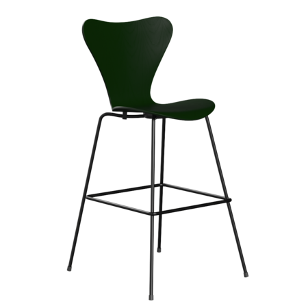 Fritz Hansen Serie 7™ 3197 - Lack- Barhocker-Black (190)-Evergreen (950/955)