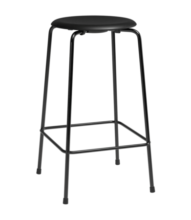 Fritz Hansen High Dot™ - 4-Beiner Hocker: Schwarz - Leder Schwarz