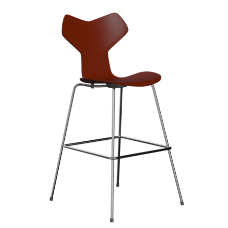 Fritz Hansen Grand Prix™ 3139 - Lack - Hoher Barhocker: Chrom - Venetian Red (670/675)