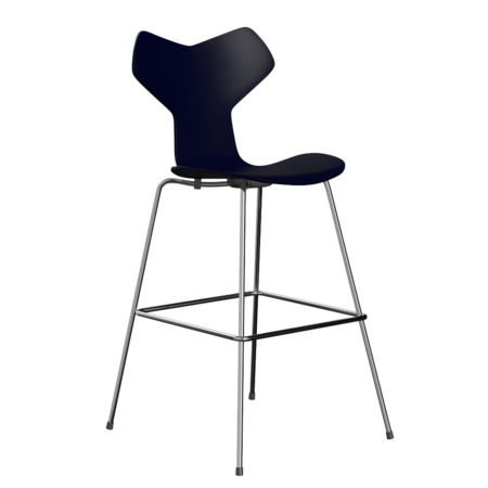 Fritz Hansen Grand Prix™ 3139 - Lack - Hoher Barhocker: Chrom - Midnight Blue (890/895)