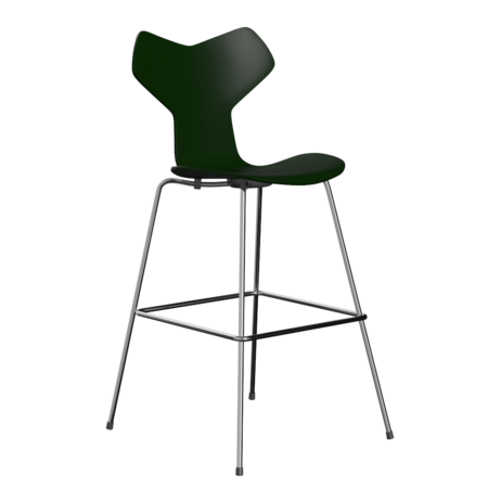 Fritz Hansen Grand Prix™ 3139 - Lack - Hoher Barhocker: Chrom - Evergreen (950/955)
