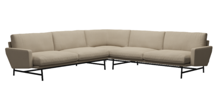 Fritz Hansen Lissoni Sofa™ PL115 - 5-Sitzer Ecksofa: Schwarz 190 - Steelcut 240