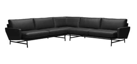 Fritz Hansen Lissoni Sofa™ PL115 - 5-Sitzer Ecksofa: Schwarz 190 - Leder Soft Black