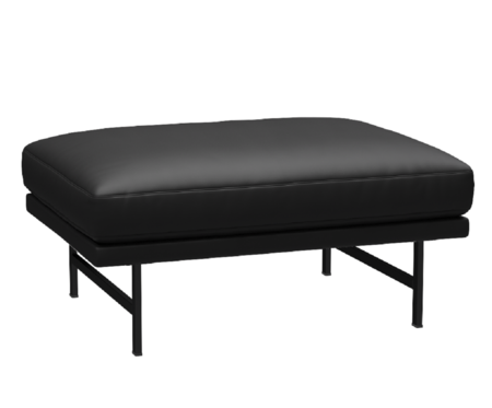 Fritz Hansen Lissoni Sofa™ PL110 - Breiter Hocker: Schwarz 190 - Leder Soft Black