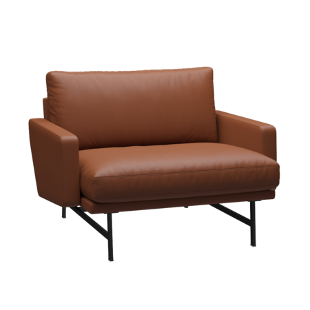 Fritz Hansen Lissoni Sofa™ PL111 - Breiter Lounge Sessel: Schwarz 190 - Leder Soft Cognac