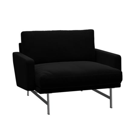Fritz Hansen Lissoni Sofa™ PL111 - Breiter Lounge Sessel: Mattpolierter rostfreier Stahl - Hallingdal 190