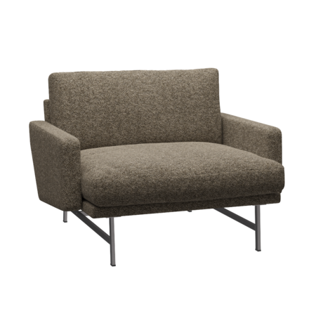 Fritz Hansen Lissoni Sofa™ PL111 - Breiter Lounge Sessel: Mattpolierter rostfreier Stahl - Moss Clay 0015