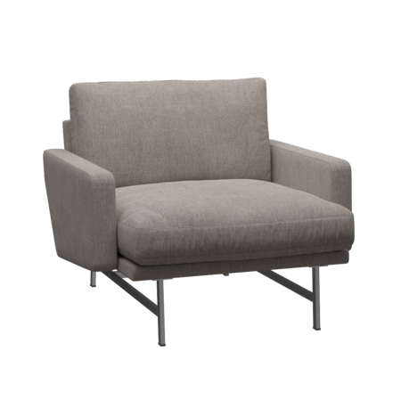 Fritz Hansen Lissoni Sofa™ PL111S - Lounge Sessel: Mattpolierter rostfreier Stahl - Clay Light Grey 0012