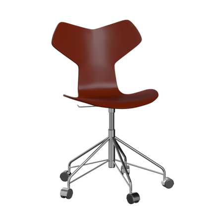 Fritz Hansen Grand Prix™ 3131 - Lack - Drehstuhl: Chrom - Venetian Red (670/675)