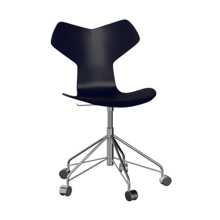Fritz Hansen Grand Prix™ 3131 - Lack - Drehstuhl: Chrom - Midnight Blue (890/895)