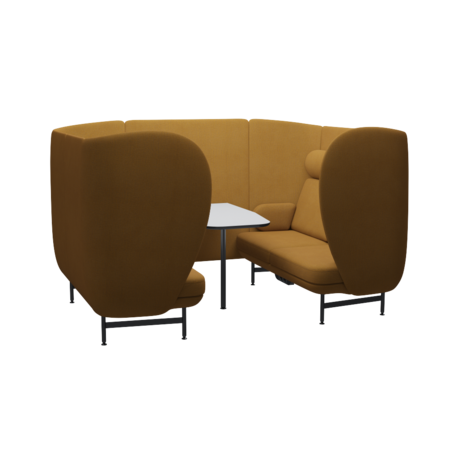 Fritz Hansen Plenum™ JH1004MUT - Besprechungskabine mit Tisch-Wiederholte Wolle / Safron/Natur (448)